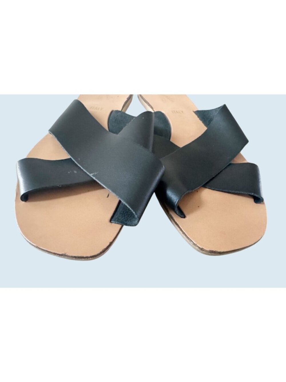 SEYCHELLES Total Relaxation Black Criss Cross Slide Sandals Size 10 - Picture 3 of 8